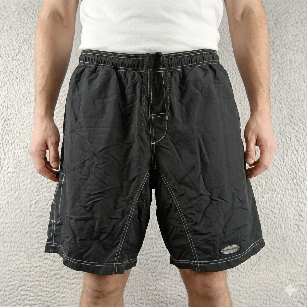 Performance Bike Cargo Shorts Nylon Elastic Waist Drawstring Mesh Liner XL Black